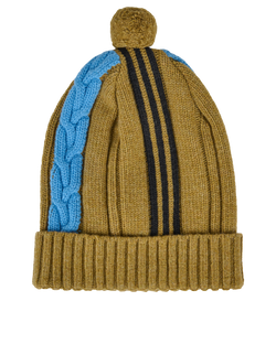 Gucci x Adidas Striped Pom-Pom Beanie, Wool, Tan/ Black/ Blue, 3*